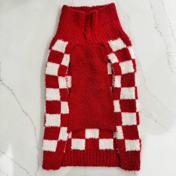 Dog Christmas Sweater Pullover Checkerboard Red White Size L - Picture 4 of 11